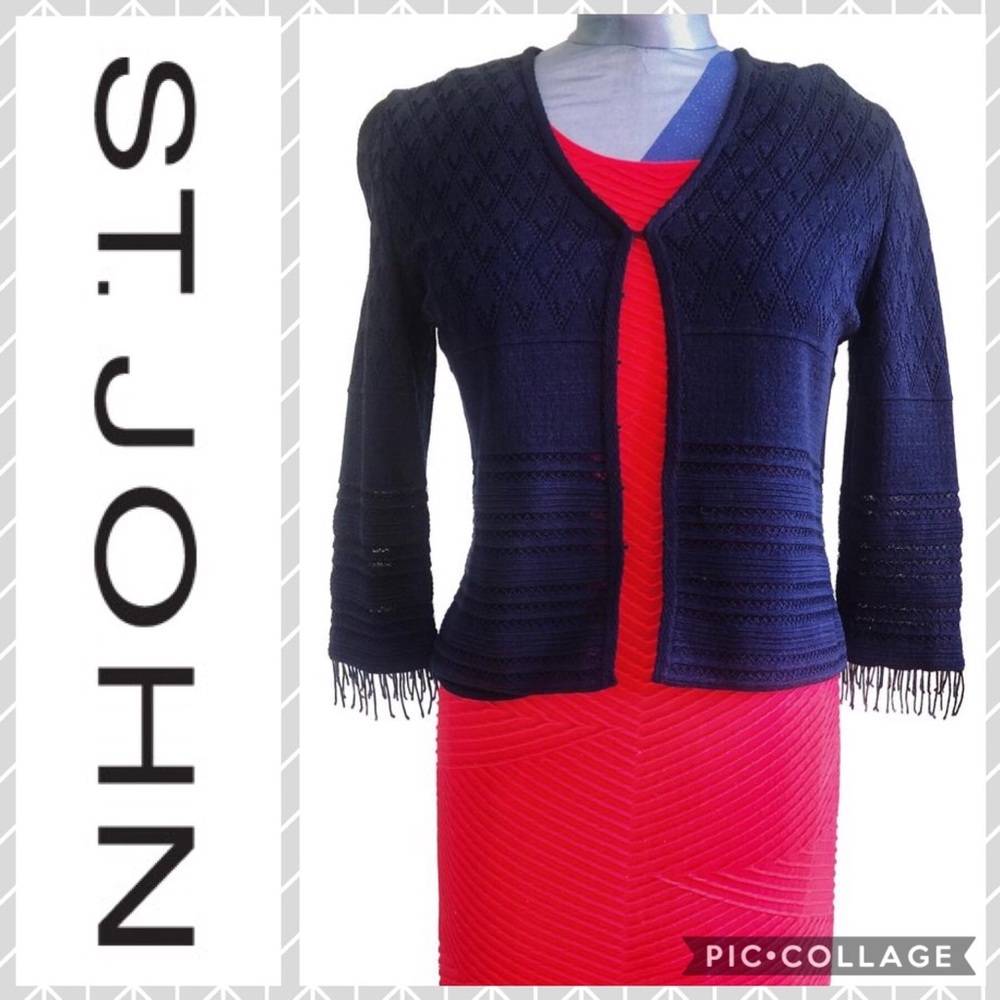 St. John Midnight Blue Knit Cardigan